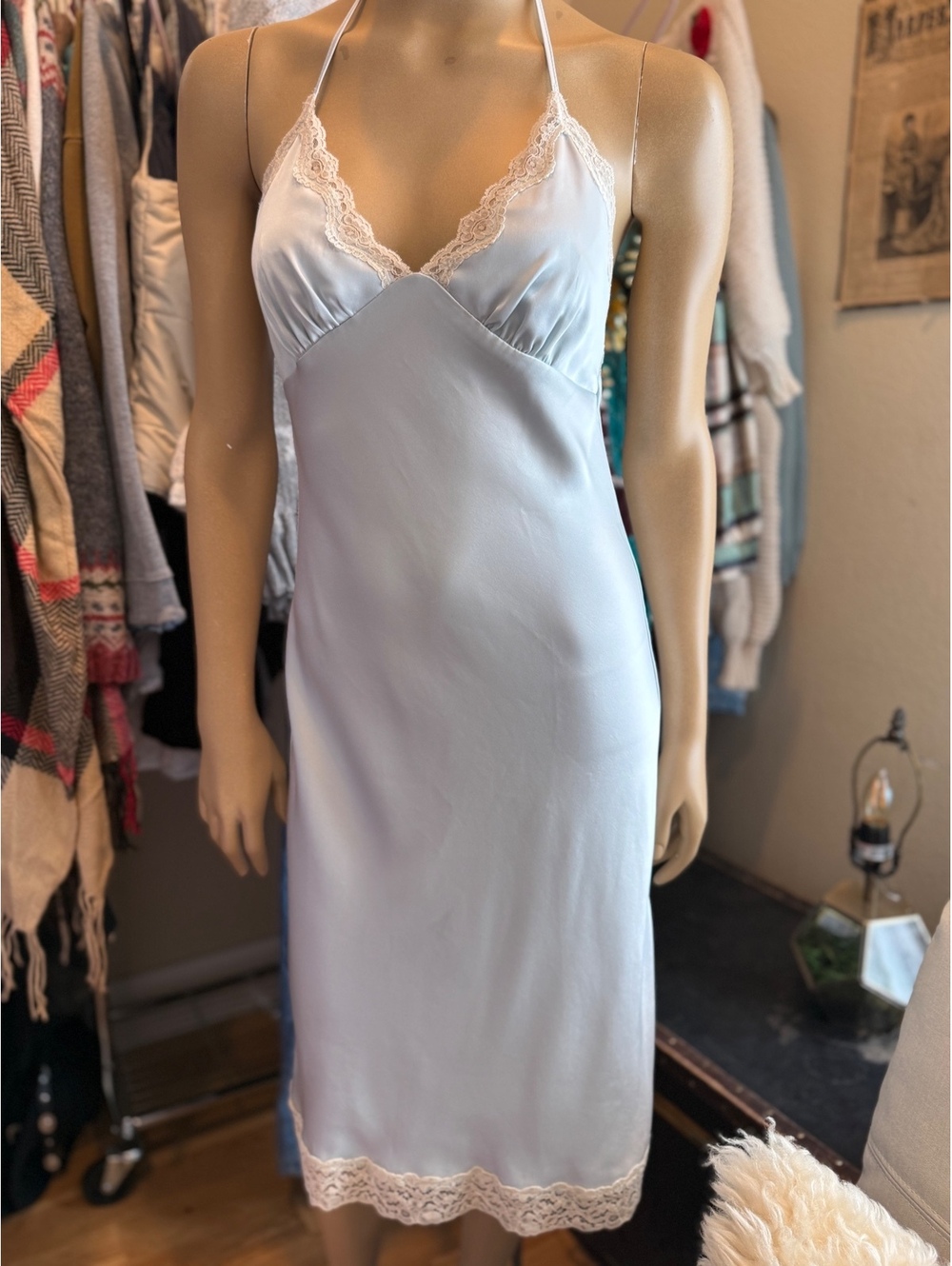 Aritzia Wilfred Calvados Satin Halter Slip Dress Romantic Feminine Fairy size 0
